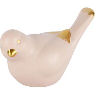 Dekoratief | Deco vogeltje roze/goud, dolomiet, 11x7x8cm | A230361