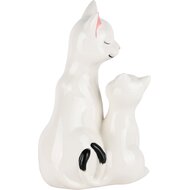 Dekoratief | Poes mama m/baby, wit, porselein, 15x11x22cm | A230575