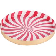 Dekoratief | Dienblad rond &#039;Candy Cane&#039;, goud, metaal, 23x23x2cm | A230930