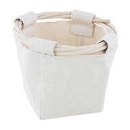 Dekoratief | Mand rond, beige, stof/rotan, 15x15x15cm | A234034