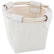 Dekoratief | Mand rond, beige, stof/rotan, 18x18x18cm | A234035