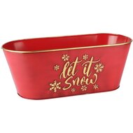 Dekoratief | Bakje ovaal &#039;Let It Snow&#039;, rood/goud, metaal, 35x18x13cm | A235008