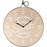 Dekoratief | Klok &#039;Home Sweet Home&#039;, wit/zwart/naturel, hout/metaal, 40x47cm | A235021