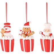 Dekoratief | Hanger sneeuwman/santa/cookie, rood/wit, klei, 6x2x10cm, set van 3 stuks | A235058