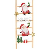 Dekoratief | Deco ladder m/santa&#039;s, naturel/rood, hout, LED, 17x2x48cm | A235321