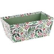 Dekoratief | Bakje rechthoek &#039;Christmas Berry&#039;, groen/wit, 24x14x10cm | A235582