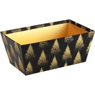 Dekoratief | Bakje rechthoek &#039;Gold Glitter Trees&#039;, zwart/goud, 24x14x10cm | A235596