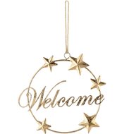 Dekoratief | Hanger ring &#039;Welcome&#039;, goud, metaal, 17x1x17cm | A235647