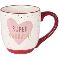 Dekoratief | Mok &#039;Super Marraine&#039;, wit/paars, keramiek, 10x10x12cm | A235865