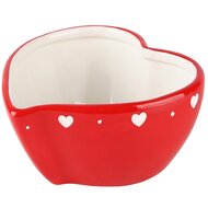 Dekoratief | Bowl hartje, rood/wit, dolomiet, 14x14x8cm | A235971