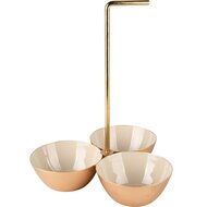 Dekoratief | Trio bowl m/handvat, goud/beige, metaal/email, 20x20x27cm | A238073