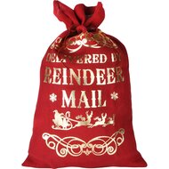 Dekoratief | Jutezak &#039;Reindeer Mail&#039;, rood/goud, 50x80cm | A238093