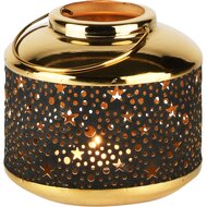 Dekoratief | Lantaarn &#039;Mystic Stars&#039;, zwart/goud, metaal, 14x14x13cm | A238202