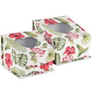 Dekoratief | Set 2 klapdozen m/venster,&#039;Tropical&#039;, 13x13x11cm | A190028