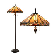 Clayre &amp; Eef   | Tiffany Vloerlamp Beige &oslash; 50x161 cm E27/max 2x60W | 5LL-6324