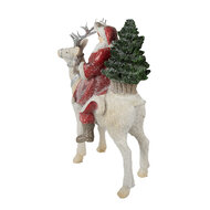 Clayre &amp; Eef   | Kerstdecoratie Beeld Kerstman Rood Wit 20x11x26 cm | 6PR3957