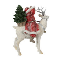 Clayre &amp; Eef   | Kerstdecoratie Beeld Kerstman Rood Wit 20x11x26 cm | 6PR3957