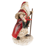 Clayre &amp; Eef   | Kerstdecoratie Beeld Kerstman Rood 16x14x25 cm | 6PR3970