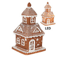 Clayre &amp; Eef   | Decoratie Huis met LED Bruin 14x14x25 cm/ 3xAAA | 6PR3983