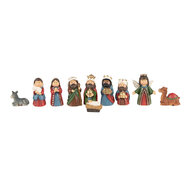 Clayre &amp; Eef   | Kerstdecoratie Beeld Kerstgroep Rood, Bruin (set van 11) 10x4x9 cm | 6PR4893