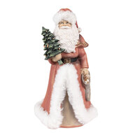 Clayre &amp; Eef   | Kerstdecoratie Beeld Kerstman Rood, Wit 14x12x23 cm | 6PR4939