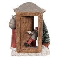 Clayre &amp; Eef   | Kerstdecoratie Beeld Kerstman Rood, Bruin 18x8x22 cm | 6PR4945