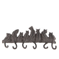 Clayre &amp; Eef   | Wandkapstok 6 haken Katten Bruin 36x5x16 cm | 6Y3207