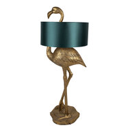 Clayre &amp; Eef   | Vloerlamp Flamingo Goudkleurig Groen 55x40x142 cm E27/max 1x60W | 5LMC0021