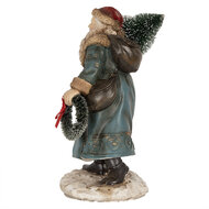 Clayre &amp; Eef   | Kerstdecoratie Beeld Kerstman Blauw 17x12x25 cm | 6PR3965