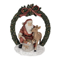 Clayre &amp; Eef   | Kerstdecoratie Beeld Kerstman Rood, Groen 19x12x23 cm | 6PR4959