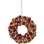 Dekoratief | Krans m/kerstballetjes, rood/goud, pvc, 33x33cm | A239032