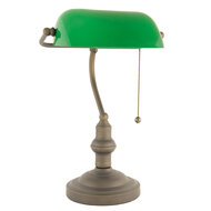 Clayre &amp; Eef   | Bureaulamp Groen, Bruin &oslash; 27x40 cm E27/max 1x60W | 5LL-5125