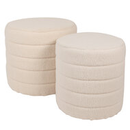 Clayre &amp; Eef   | Poef (set van 2) Beige &oslash; 50x45 / &oslash; 40x40 cm | 65170