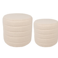 Clayre &amp; Eef   | Poef (set van 2) Beige &oslash; 50x45 / &oslash; 40x40 cm | 65170