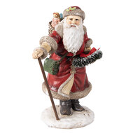 Clayre &amp; Eef   | Kerstdecoratie Beeld Kerstman Rood 14x12x20 cm | 6PR3967