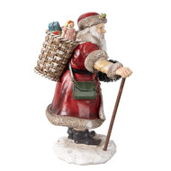 Clayre &amp; Eef   | Kerstdecoratie Beeld Kerstman Rood 14x12x20 cm | 6PR3967