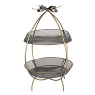 Clayre &amp; Eef   | Etag&egrave;re 2 laags Goudkleurig &oslash; 34x51 cm | 6Y5326