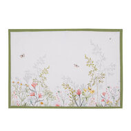 Clayre &amp; Eef   | Placemats Set van 6 Wit Groen 48x33 cm | WFF40