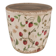 Clayre &amp; Eef   | Bloempot Binnen Beige, Rood &oslash; 16x16 cm | 6CE1631L