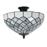 Clayre &amp; Eef   | Plafondlamp Tiffany Grijs &oslash; 41x24 cm E14/max 2x40W | 5LL-6331