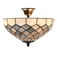 Clayre &amp; Eef   | Plafondlamp Tiffany Grijs &oslash; 41x24 cm E14/max 2x40W | 5LL-6331