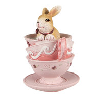 Clayre &amp; Eef   | Decoratie Beeld Konijn Bruin Roze 9x7x10 cm | 6PR4985