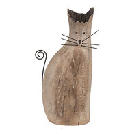 Clayre &amp; Eef   | Decoratie Beeld Kat Bruin 14x7x26 cm | 6H2330