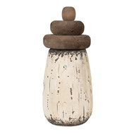 Clayre &amp; Eef   | Decoratie Vuurtoren Wit Bruin &oslash; 11x23 cm | 6H2335