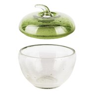 Dekoratief | Appel pot m/deksel, transparant/groen, glas, 10x10x10cm | A240439