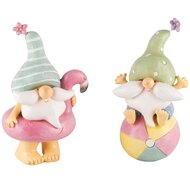 Dekoratief | Zeegnoom m/flamingo/bal, resina, 9x7x15cm, set van 2 stuks | A240484