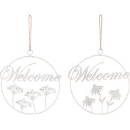 Dekoratief | Hanger ring &#039;Welcome&#039;, wit, metaal, 18x18cm, set van 2 stuks | A240548