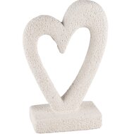 Dekoratief | Deco hart op voet, wit, cement, 13x6x20cm | A240775