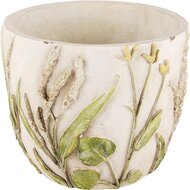 Dekoratief | Bloempot m/bloemen, grijs/groen, cement, 14x14x12cm | A240863