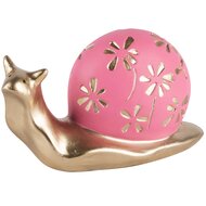 Dekoratief | Slak m/bloemen, roze/goud, TC, 18x8x10cm | A240945